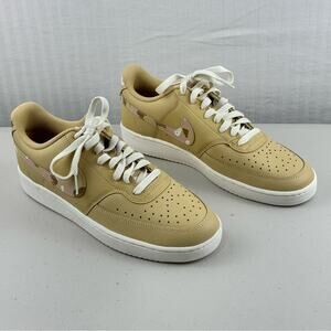 Nike Court Vision Low Sneakers Sesame Tan Camo Swoosh Women’s Size 10 EUR 42